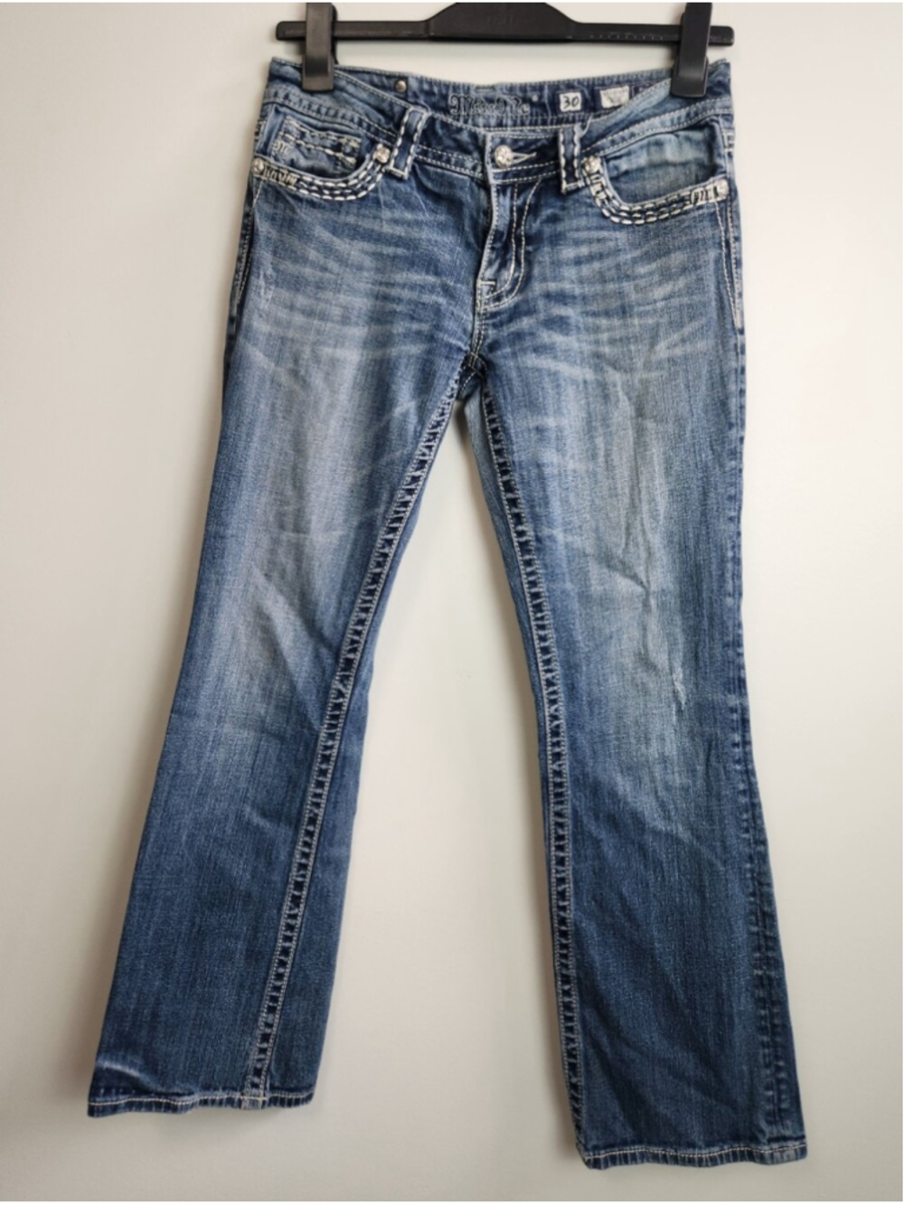 VTG Y2K Low Rise Jeans 30w X 31 L Miss Me Jeans For Buckle Bedazzled Bratz Retro